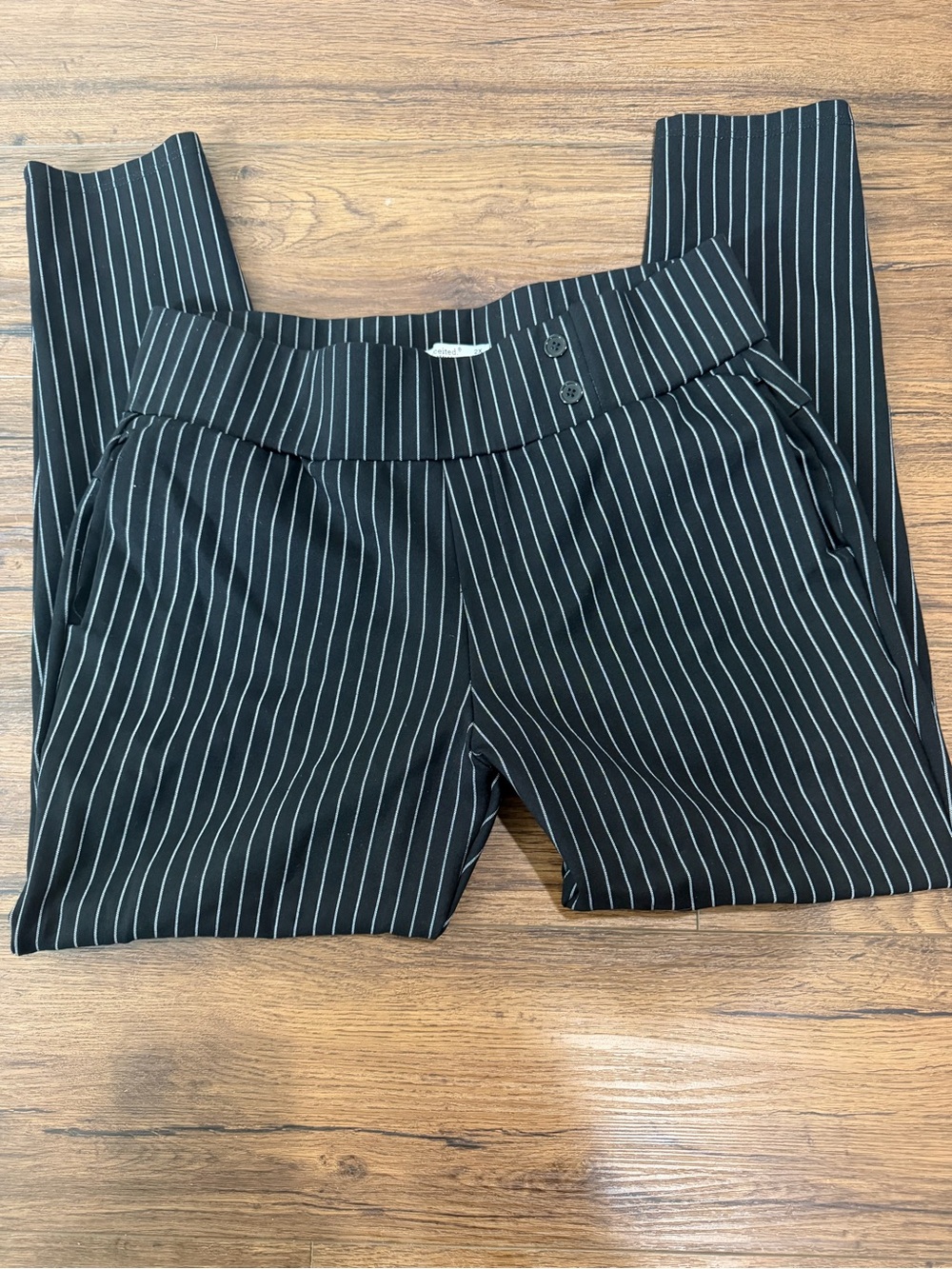 Pinstripe Conceited 2X Pointe Skinny Pants High Rise Skinny Stretch Career
